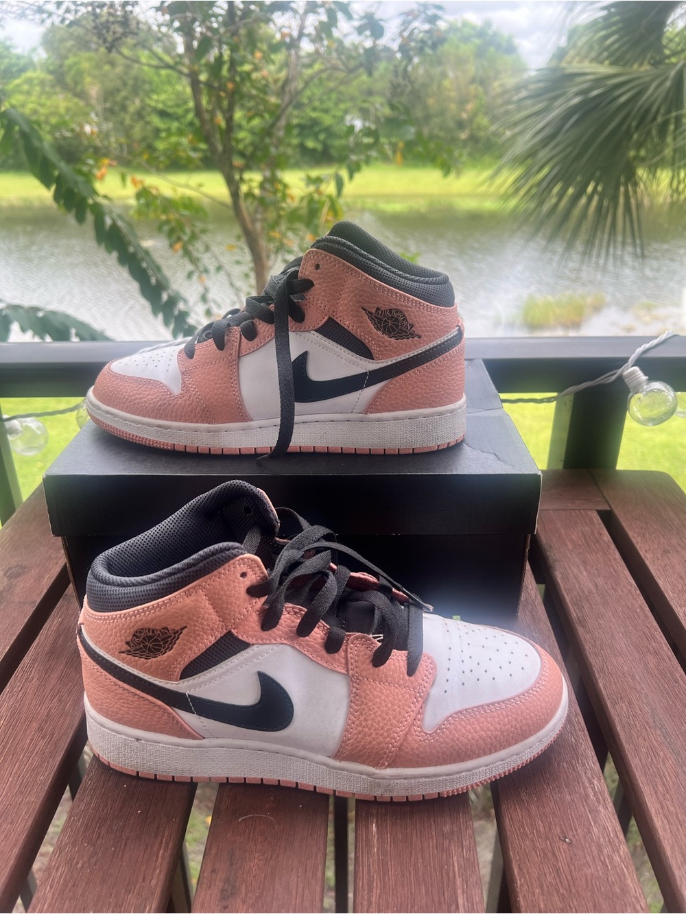 Nike Kids Peach Pink, White & Black High-Top Sneakers